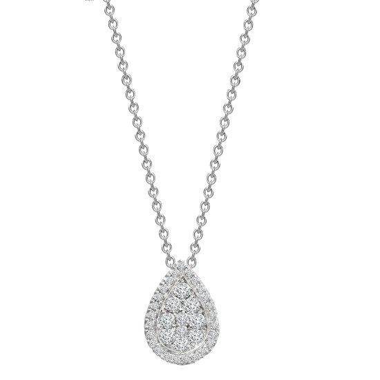 18ct White 0.55ct Natural Diamond Cluster Pear Shape Slider Pendant