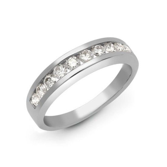 18ct White Gold 1.25ct Channel Set Natural Diamond 1/2 ET