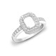 18ct White Gold 43pt Semi Set Natural Diamond Ring Mount. Fits 7x5mm