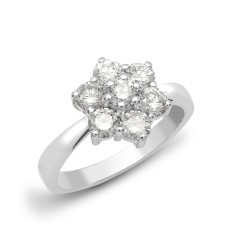 18ct White 1.50ct Natural Diamond 7 Stone Cluster Ring
