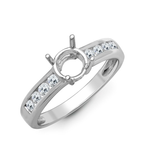 18ct White 0.35ct Natural Diamond Semi Set Ring - Holds 0.75ct