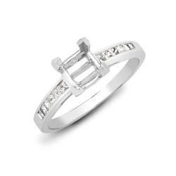18ct White 0.25ct Princess Cut Natural Diamond Semi Set Ring - Holds 0.50ct P/C