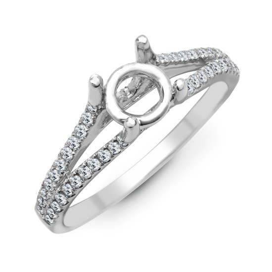 18ct White 0.37ct Natural Diamond Semi Set Ring - Holds 1.00ct
