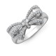 18ct White Gold 0.46ct Natural Diamond Round Brilliant Cut & Baguette Bow Ring