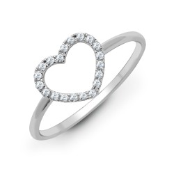 18ct White 0.14ct Natural Diamond Heart Ring