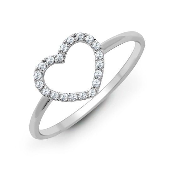 18ct White 0.14ct Natural Diamond Heart Ring