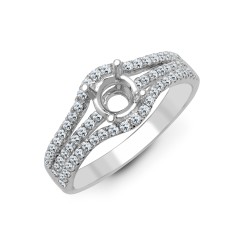 18ct White 0.50ct Natural Diamond Semi Set Ring - Holds 1.00ct