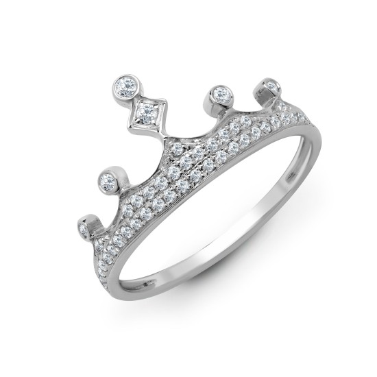18ct White 0.24ct Natural Diamond Crown Ring