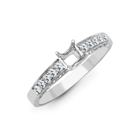 18ct White 0.52ct Natural Diamond Semi Set Ring - Holds 0.50ct