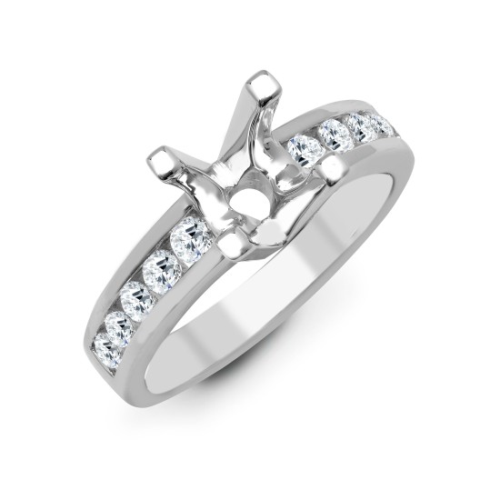 18ct White 0.35ct Natural Diamond Semi Set Ring - Holds 1.00ct