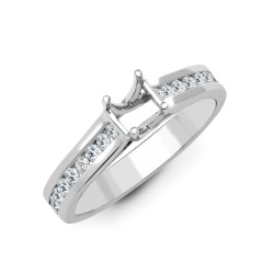 18ct White 0.50ct Natural Diamond Semi Set Ring - Holds 0.75ct