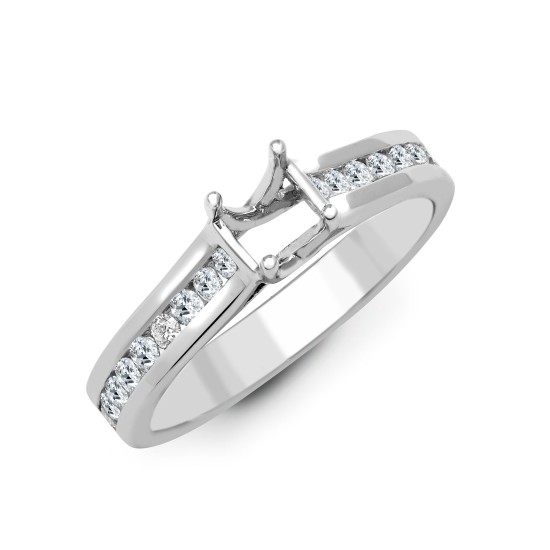 18ct White 0.55ct Natural Diamond Semi Set Ring - Holds 1.00ct