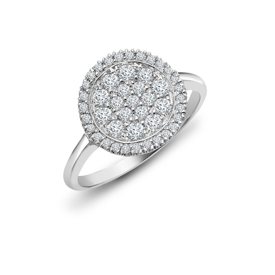 18ct White 0.55ct Natural Diamond Cluster Circle Ring