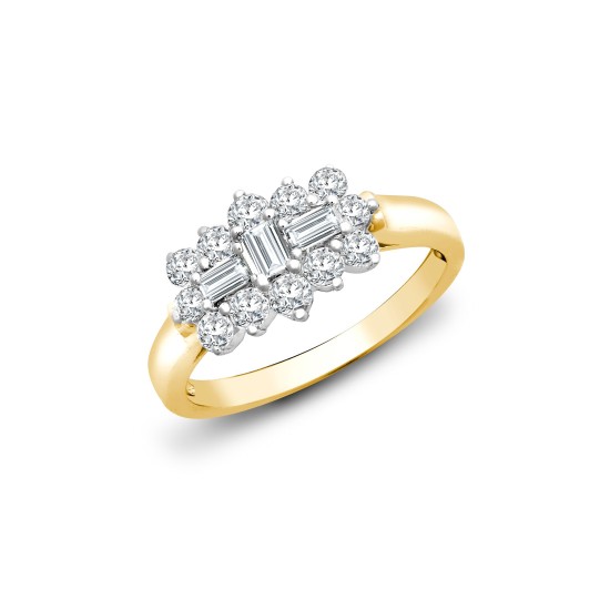 18ct Yellow & White 1.00ct Natural Diamond Boat Ring