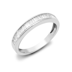 18ct White 0.75ct Natural Diamond Baguette 1\2 Eternity Ring