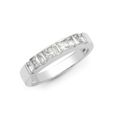 18ct White 0.87ct Princess Cut & Baguette Natural Diamond Ring