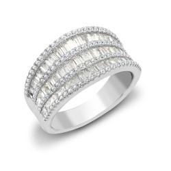 18ct White 2.21ct Round & Baguette Natural Diamond Ring