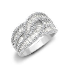 18ct White 1.83ct Round & Baguette Natural Diamond Ring