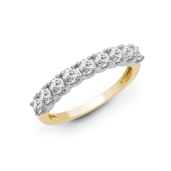 18ct Yellow/White 0.50ct 9 stone Claw Set 1/2 ET Ring