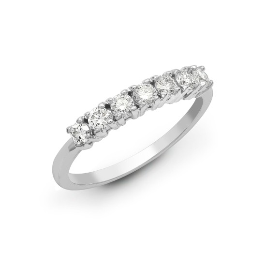 18ct White 1.00ct Natural Diamond 7 stone 1/2 ET Ring