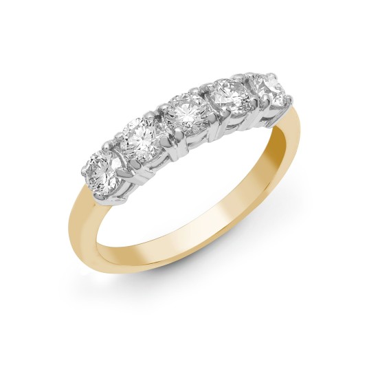 18ct Yellow/White 1.50ct Natural Diamond 5 stone Ring