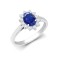 18ct White Gold 0.35ct Natural Diamond Claw-set Cluster Halo Oval Ring - Holds 7x5mm Sapphire 0.75cts