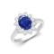 18ct White Gold 0.62ct Natural Diamond Claw-set Cluster Halo Oval Ring - Holds 8x6mm Sapphire 1.25cts