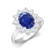 18ct White Gold 0.96ct Natural Diamond Claw-set Cluster Halo Oval Ring - Holds 9x7mm Sapphire 2.00cts