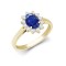 18ct Yellow Gold 0.35ct Natural Diamond Claw-set Cluster Halo Oval Ring - Holds 7x5mm Sapphire 0.75cts
