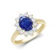18ct Yellow Gold 0.62ct Natural Diamond Claw-set Cluster Halo Oval Ring - Holds 8x6mm Sapphire 1.25cts