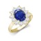 18ct Yellow Gold 0.96ct Natural Diamond Claw-set Cluster Halo Oval Ring - Holds 9x7mm Sapphire 2.00cts