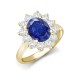18ct Yellow Gold 0.96ct Natural Diamond Claw-set Cluster Halo Oval Ring - Holds 9x7mm Sapphire 2.00cts