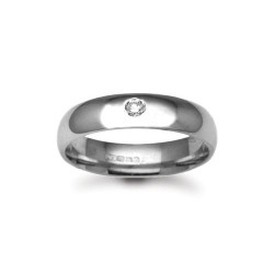 18ct Gold White Natural Diamond Rubover set Wedding Ring