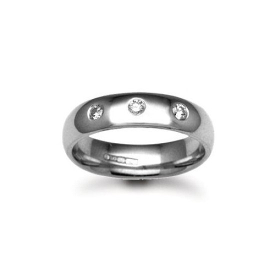 18ct Gold White Natural Diamond Rubover set Wedding Ring