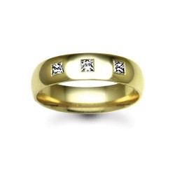 18ct Gold Yellow Natural Diamond Rubover set Wedding Ring