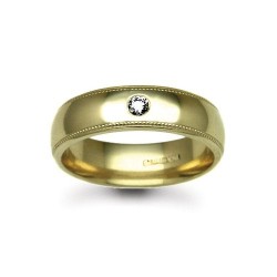 18ct Gold Yellow Natural Diamond Rubover set Wedding Ring