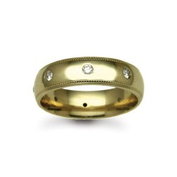 18ct Gold Yellow Natural Diamond Rubover set Wedding Ring