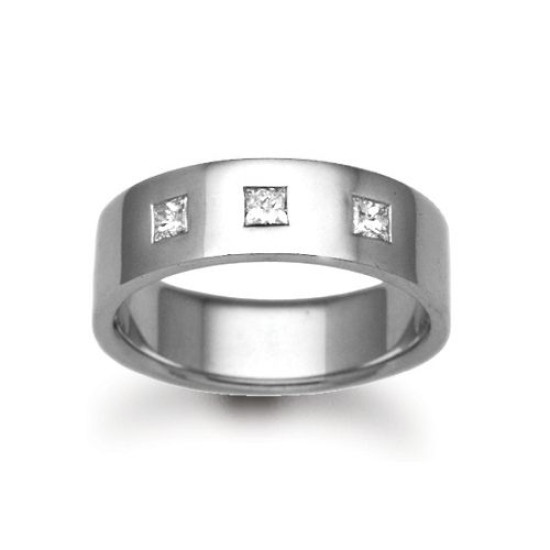 18ct Gold White Natural Diamond Rubover set Wedding Ring