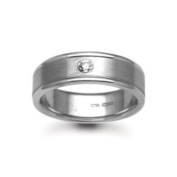 18ct Gold White Natural Diamond Rubover set Wedding Ring