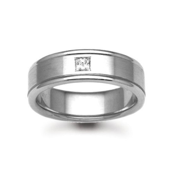 18ct Gold White Natural Diamond Rubover set Wedding Ring