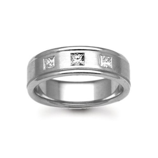 18ct Gold White Natural Diamond Rubover set Wedding Ring
