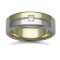 18ct Gold 2 Colour Natural Diamond Rubover set Wedding Ring