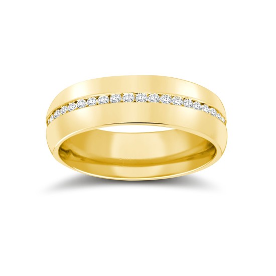 18ct Yellow Gold RBC Court Natural Diamond Wedding Band Fully Set - 6mm - 70pts