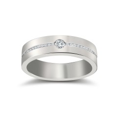 18ct White Gold RBC Flat Court Natural Diamond Wedding Band Half Set - 5mm - 30pts