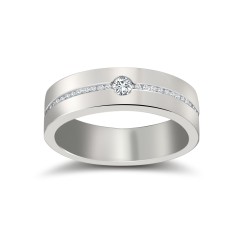 18ct White Gold RBC Flat Court Natural Diamond Wedding Band Half Set - 8mm - 46pts