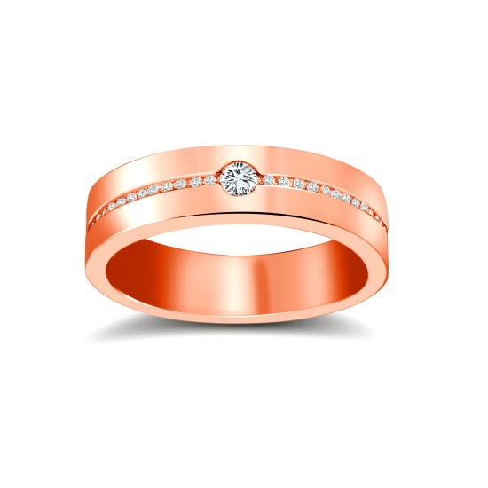 18ct Rose Gold RBC Flat Court Natural Diamond Wedding Band Half Set - 4mm - 28pts