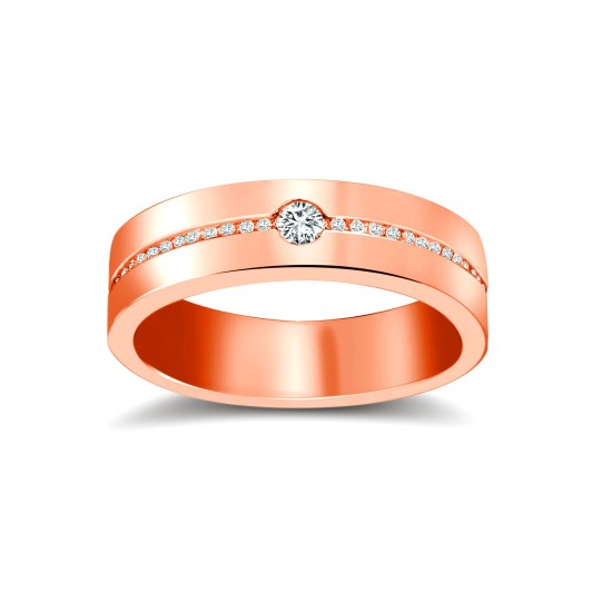 18ct Rose Gold RBC Flat Court Natural Diamond Wedding Band Half Set - 5mm - 30pts