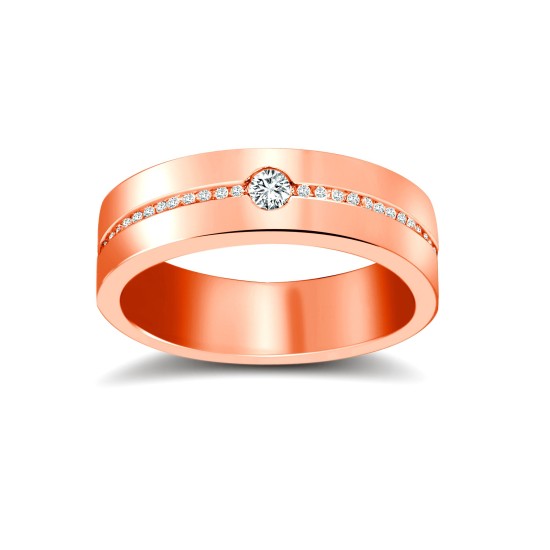 18ct Rose Gold RBC Flat Court Natural Diamond Wedding Band Half Set - 6mm - 30pts