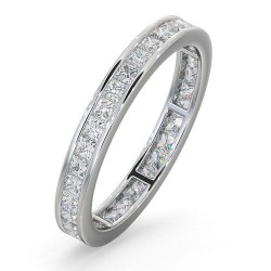 18ct White Gold Channel Set Princess Cut Full Eternity Ring Natural Diamond 1.50ct H Si