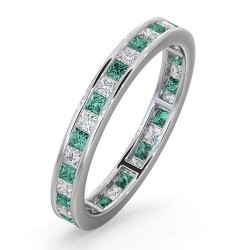 18ct White Gold Channel Set Princess Cut Full Eternity Ring Natural Diamond 0.50ct Em 0.65ct H Si